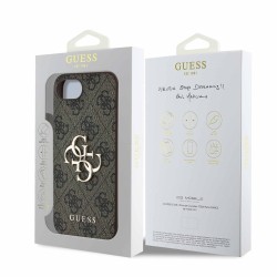 Husa Guess PU 4G Metal Logo pentru iPhone 16e/17e, Brown Husa Guess PU 4G Metal Logo pentru iPhone 16e/17e, Brown