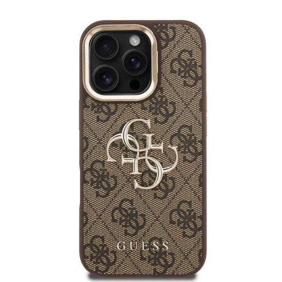 Husa Guess 4G pentru iPhone 16 Pro Max Metal Logo Stand Camera Frame maro (iPhone 16 Pro Max, 57983125150) by www.silkase.ro