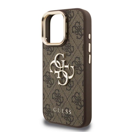 Husa Guess 4G pentru iPhone 16 Pro Max Metal Logo Stand Camera Frame maro (iPhone 16 Pro Max, 57983125150) by www.silkase.ro