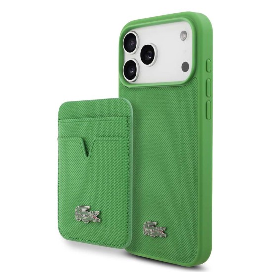 Husă Lacoste iPhone 17 Pro Max Verde cu Portofel Set Husă Lacoste Iconic Petit Pique MagSafe + Portofel pentru iPhone 17 Pro Max, Verde (iPhone 17 Pro Max, 57983127665) by www.silkase.ro