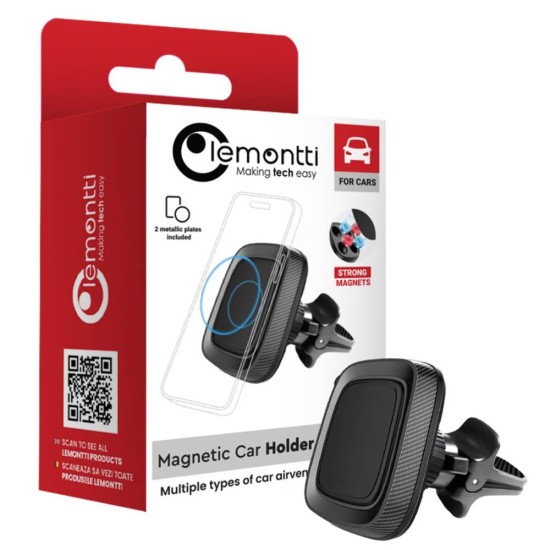 Lemontti Suport Auto Magnetic 360 Flex, prindere la sistemul de ventilație, Negru (ArcoExpert, LEMSAMFN) by www.silkase.ro