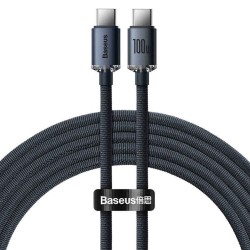 Cablu de Date Baseus Crystal Shine Series USB-C la USB-C, 100W, 1.2m, Negru