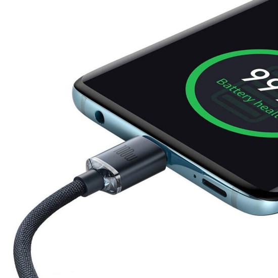 Baseus Crystal Shine USB-C 100W Negru Cablu de Date Baseus Crystal Shine Series USB-C la USB-C, 100W, 1.2m, Negru (Bakr, 57983112021) by www.silkase.ro