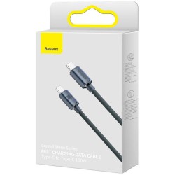 Cablu de Date Baseus Crystal Shine Series USB-C la USB-C, 100W, 1.2m, Negru