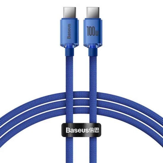 Cablu Incarcare Baseus, Crystal Shine Series CAJY000603, USB Type-C la USB Type-C, 1.2m, 100W, Albastru (Baseus, Cabluri) by www.silkase.ro Cablu Incarcare Baseus, Crystal Shine Series CAJY000603, USB Type-C la USB Type-C, 1.2m, 100W, Albastru (iPhone 17 Pro Max, 57983112022) by www.silkase.ro
