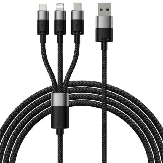 Cablu de date Baseus StarSpeed 3-in-1, Fast Charging, USB-C, Lightning, Micro USB, 3.5A, 1.2 metri, Negru (iPhone 17 Pro Max, 57983125571) by www.silkase.ro