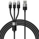 Cablu de date Baseus StarSpeed 3-in-1, Fast Charging, USB-C, Lightning, Micro USB, 3.5A, 1.2 metri, Negru (iPhone 17 Pro Max, 57983125571) by www.silkase.ro