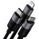 Cablu de date Baseus StarSpeed 3-in-1, Fast Charging, USB-C, Lightning, Micro USB, 3.5A, 1.2 metri, Negru (iPhone 17 Pro Max, 57983125571) by www.silkase.ro