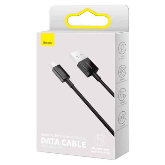 Cablu Micro-USB, incarcare dedicata, 2A, transfer 480Mbps, Fast, 2m, Baseus, Negru (Redmi Go, 57983104480) by www.silkase.ro