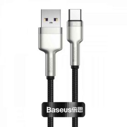 Cablu Baseus Cafule Series Metal USB la USB-C, 66W, 0.25m, Negru