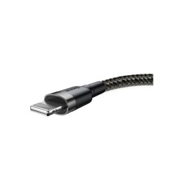 Cablu USB la Lightning Baseus Cafule Series, Nylon Braided, 2.4A, Gri & Negru