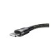 Cablu USB la Lightning Baseus Cafule Series, Nylon Braided, 2.4A, Gri & Negru (Bakr, CALKLF-BG1) by www.silkase.ro