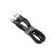 Cablu USB la Lightning Baseus Cafule Series, Nylon Braided, 2.4A, Gri & Negru (Bakr, CALKLF-BG1) by www.silkase.ro