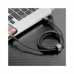Cablu USB la Lightning Baseus Cafule Series, Nylon Braided, 2.4A, Gri & Negru