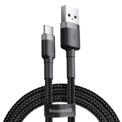 Cablu USB la Type-C Baseus Cafule Series, Nylon Braided, Gri & Negru