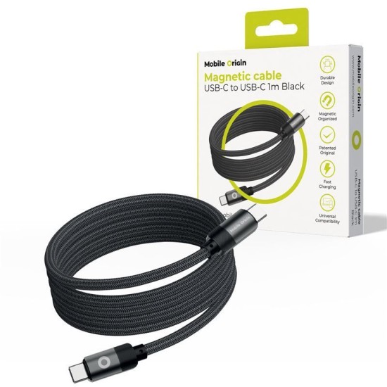Cablu Magnetic Mobile Origin Patented Original USB-C la USB-C, 1m, Negru (Cabluri, MC2-USBC-1M-BLK) by www.silkase.ro