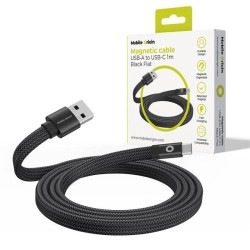 Cablu Magnetic Flat Mobile Origin Patented Original USB-A la USB-C, 1m, Negru