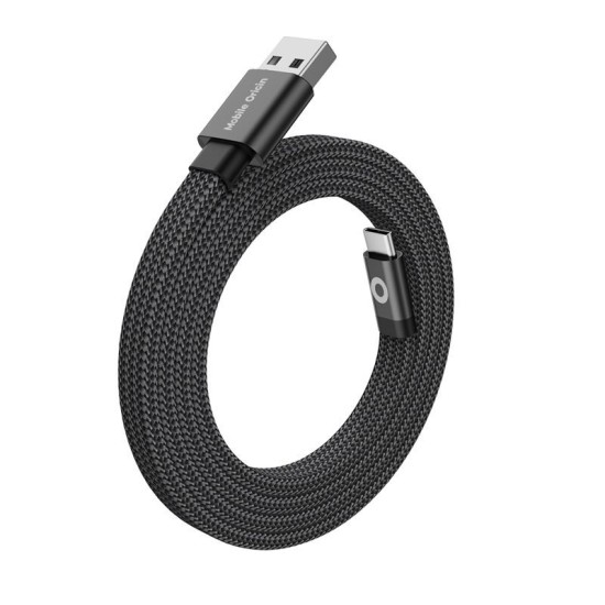 Cablu Magnetic Flat Mobile Origin Patented Original USB-A la USB-C, 1m, Negru (Cabluri, MCF-USBA-1M-BLK) by www.silkase.ro