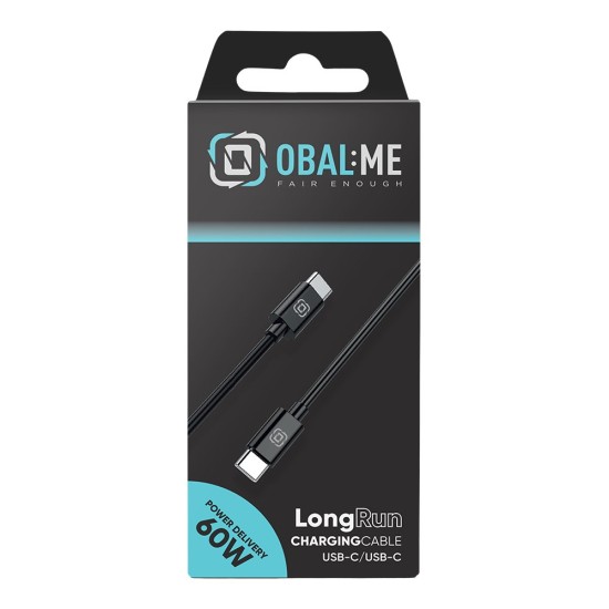 Cablu OBAL:ME LongRun USB-C 60W Negru Cablu OBAL:ME LongRun USB-C la USB-C, 60W, 1m, Negru (Bakr, 57983128813) by www.silkase.ro