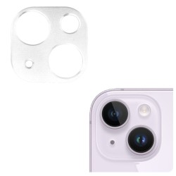 Rama camera Aluminiu SILKASE pentru Apple iPhone 14 Plus, Full Glue, argintiu
