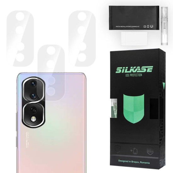 Set 3 folii SILKASE pentru Honor 80 Pro, protectie camera foto, silicon regenerabil (80 Pro, C0572) by www.silkase.ro