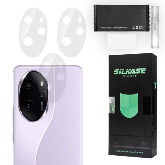 Set 3 folii SILKASE pentru Honor 100 Pro, protectie camera foto, silicon regenerabil (100 Pro, C0589) by www.silkase.ro