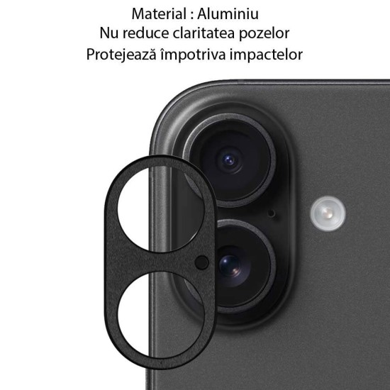Rama camera Aluminiu SILKASE pentru Apple iPhone 16 Plus, FullGlue, negru (iPhone 16 Plus, C0633) by www.silkase.ro