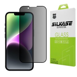 Folie sticla privacy SILKASE pentru Apple iPhone 17e/16e/ iPhone 14/ 13/ 13 Pro, Full Glue, Full display, negru