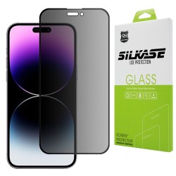 Folie sticla privacy SILKASE pentru Apple iPhone 14 Pro Max, Full Glue, Full display, negru