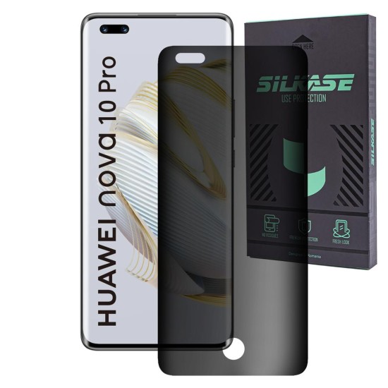 Folie sticla UV privacy SILKASE pentru Huawei Nova 10 Pro, Full Glue, Full display, negru (Nova 10 Pro, F5371) by www.silkase.ro