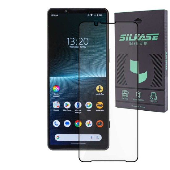 Folie sticla SILKASE pentru Sony Xperia 1 V, Full Glue, Full display, negru (Xperia 1 V, F5948) by www.silkase.ro
