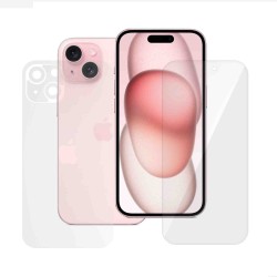 Set 2 folii Mix SILKASE pentru Apple Iphone 15 Plus, folie fata lucioasa si folie spate mata, protectie telefon, silicon regenerabil