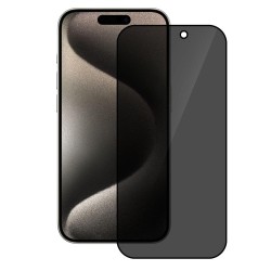 Folie sticla privacy SILKASE pentru Apple iPhone 15 Pro, Full Glue, Full display, negru