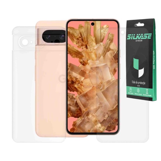 Set 2 folii Mix SILKASE pentru Google Pixel 8, folie fata lucioasa si folie spate mata, protectie telefon, silicon regenerabil (Telefoane Google, F6211) by www.silkase.ro