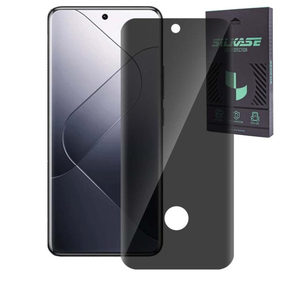 Folie sticla UV privacy SILKASE pentru Xiaomi 14 Pro, Full Glue, Full display, negru (14 Pro, F6385) by www.silkase.ro