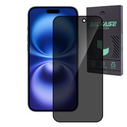 Folie sticla privacy SILKASE pentru Apple iPhone 16 Plus, Full Glue, Full display, negru