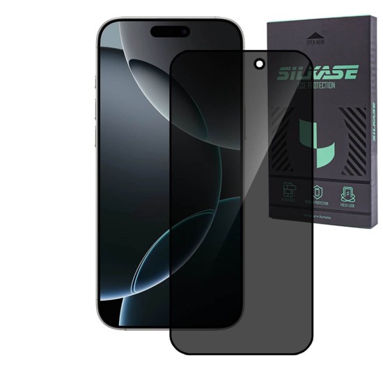 Folie sticla privacy SILKASE pentru Apple iPhone 16 Pro, Full Glue, Full display, negru (iPhone 16 Pro, F7240) by www.silkase.ro