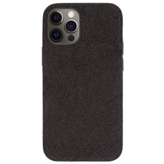 Husa compatibila cu Apple iPhone 12/12 Pro, SILKASE, alcantara, culoare negru (iPhone 12, H0098) by www.silkase.ro
