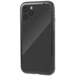 Husa iPhone 11 Pro, SILKASE Force, tempered glass, bumper aluminiu magnetic, Negru Husa iPhone 11 Pro, SILKASE Force, tempered glass, bumper aluminiu magnetic, Negru