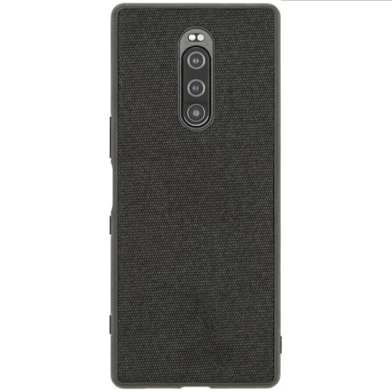 Husa Sony XZ4 / Xperia 1, Fabric, culoare negru (Xperia 1, H0481) by www.silkase.ro