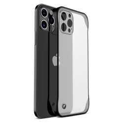 Husa FrameLess SILKASE pentru Apple iPhone 12 Pro Max, plastic slim, negru/transparent mat Husa FrameLess SILKASE pentru Apple iPhone 12 Pro Max, plastic slim, negru/transparent mat