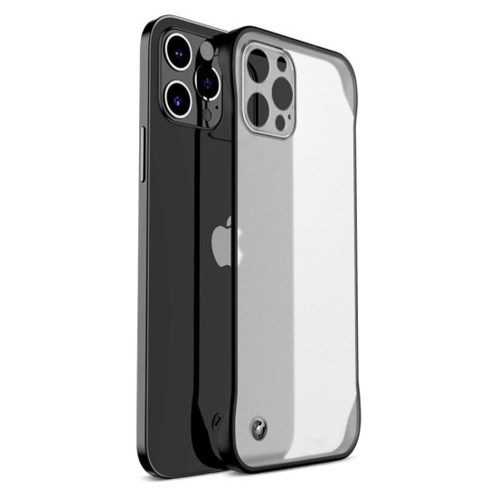 Husa FrameLess SILKASE pentru Apple iPhone 12 Pro Max, plastic slim, negru/transparent mat (, H1355) by www.silkase.ro