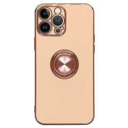 Husa SILKASE pentru Apple iPhone 13 Pro Max, protectie camera, silicon roz/auriu