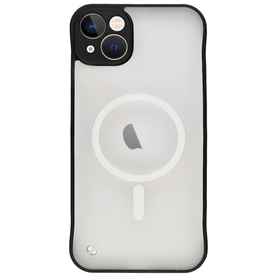 Husa FrameLess Magsafe SILKASE pentru Apple iPhone 14, plastic slim, negru/transparent mat (iPhone 14, H1540) by www.silkase.ro