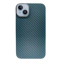 Husa fibra de carbon SILKASE pentru Apple iPhone 14, albastru