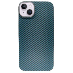 Husa fibra de carbon SILKASE pentru Apple iPhone 14 Plus, albastru