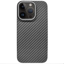 Husa fibra de carbon SILKASE pentru Apple iPhone 14 Pro, negru mat