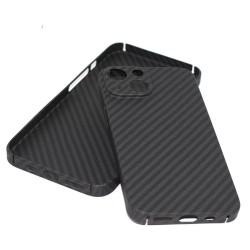 Husa fibra carbon SILKASE pentru Apple iPhone 14, aramid kevlar,protectie camera, negru
