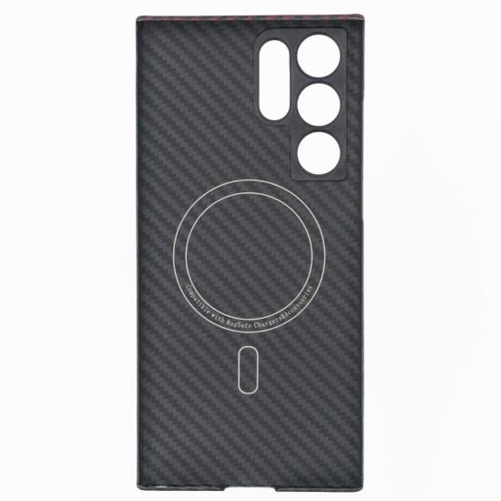 Husa fibra de carbon SILKASE pentru Samsung S22 Ultra, MagSafe, protectie camera metalica, aramid kevlar, rosu/negru (SILKASE, Telefoane Samsung) by www.silkase.ro Husa fibra de carbon SILKASE pentru Samsung S22 Ultra, MagSafe, protectie camera metalica, aramid kevlar, rosu/negru (Telefoane Samsung, H1671) by www.silkase.ro