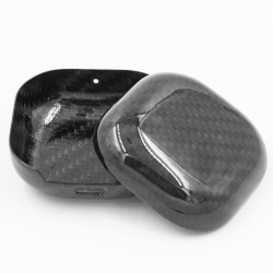 Husa fibra de carbon SILKASE pentru Samsung Buds 2, aramid kevlar, negru lucios